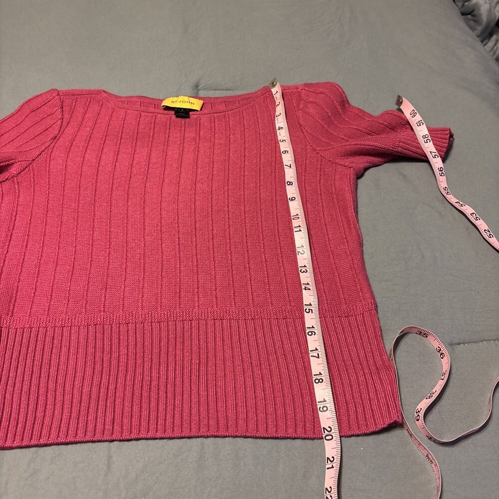 St John Wool Blend Women’s Pink Cropped Short Sleeve Sweater - Picture 7 of 7